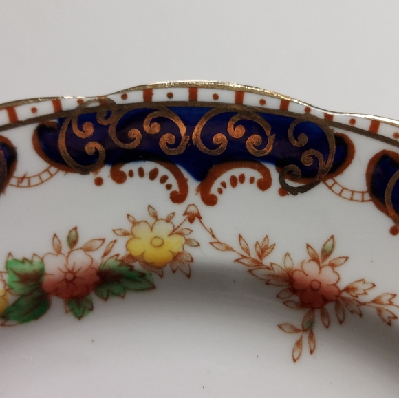 2 England Royal Standard Bone China 8” Plate Style RSD20 Cobalt Blue Gold Swirls - Picture 9 of 10